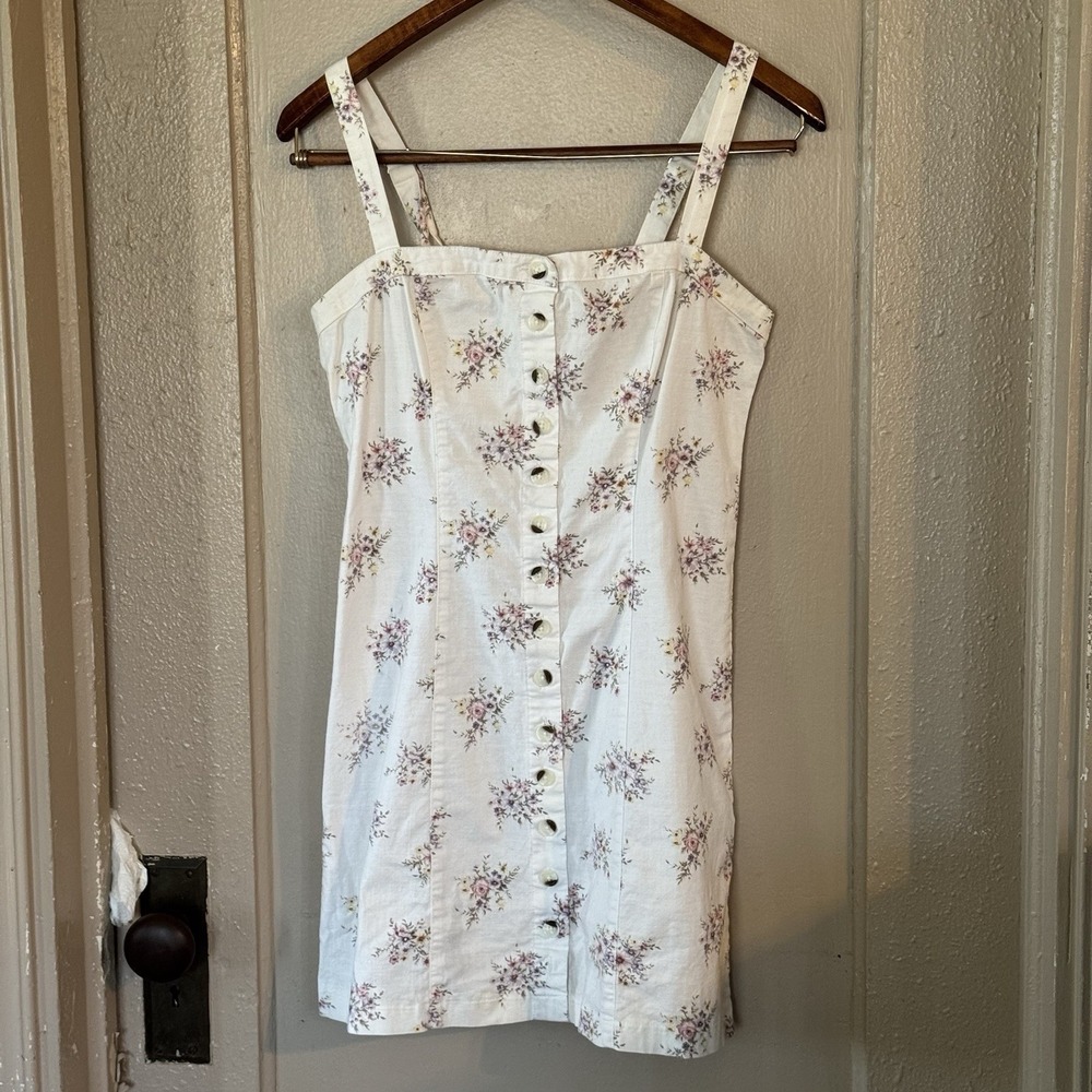 Floral Soft Girl Womens M Buttoned Strappy Mini Dress Sydney Sweeny Core